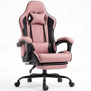 Dowinx Gaming Chair with Footrest, Ergonomic Office Chair, Pink | PU leather over high-density foam with lumbar support; steel frame holds 300 lbs; built for WFH, study, and napping Dowinx Gaming Chair with Footrest, Ergonomic Office Chair, Pink | PU leather over high-density foam with lumbar support; steel frame holds 300 lbs; built for WFH, study, and napping
