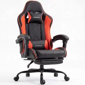 Dowinx Gaming Chair with Footrest, Ergonomic Office Chair, Red | PU leather over high-density foam with lumbar support; steel frame holds 300 lbs; built for WFH, study, and napping Dowinx Gaming Chair with Footrest, Ergonomic Office Chair, Red | PU leather over high-density foam with lumbar support; steel frame holds 300 lbs; built for WFH, study, and napping