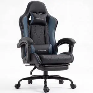 Dowinx Gaming Chair with Footrest, Ergonomic Office Chair, Blue | PU leather over high-density foam with lumbar support; steel frame holds 300 lbs; built for WFH, study, and napping Dowinx Gaming Chair with Footrest, Ergonomic Office Chair, Blue | PU leather over high-density foam with lumbar support; steel frame holds 300 lbs; built for WFH, study, and napping