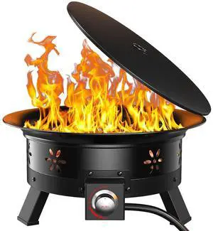 AMADA HOMEFURNISHING 24 Propane Fire Pit with Grill Grate, 58,000 BTU AMADA HOMEFURNISHING 24 Propane Fire Pit with Grill Grate, 58,000 BTU