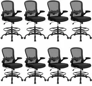 ErGear Drafting Chair, Standing Desk Chair with Flip-Up Armrests, High Desk Chair Adjustable Height, Ergonomic Tall Office Chair with Lumbar Support and Adjustable Footrest Ring,8 Pack ErGear Drafting Chair, Standing Desk Chair with Flip-Up Armrests, High Desk Chair Adjustable Height, Ergonomic Tall Office Chair with Lumbar Support and Adjustable Footrest Ring,8 Pack