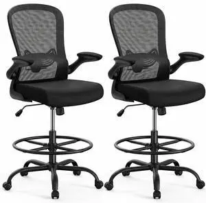 ErGear Drafting Chair, Standing Desk Chair with Flip-Up Armrests, High Desk Chair Adjustable Height, Ergonomic Tall Office Chair with Lumbar Support and Adjustable Footrest Ring,2 Pack ErGear Drafting Chair, Standing Desk Chair with Flip-Up Armrests, High Desk Chair Adjustable Height, Ergonomic Tall Office Chair with Lumbar Support and Adjustable Footrest Ring,2 Pack