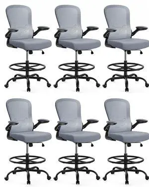 ErGear Drafting Chair,Tall Office Chair with Flip-Up Armrests, High Desk Chair Adjustable Height and Adjustable Footrest Ring, Ergonomic Standing Desk Chair with Lumbar Support, Blue,6 Pack ErGear Drafting Chair,Tall Office Chair with Flip-Up Armrests, High Desk Chair Adjustable Height and Adjustable Footrest Ring, Ergonomic Standing Desk Chair with Lumbar Support, Blue,6 Pack