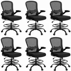 ErGear Drafting Chair, Standing Desk Chair with Flip-Up Armrests, High Desk Chair Adjustable Height, Ergonomic Tall Office Chair with Lumbar Support and Adjustable Footrest Ring,6 Pack ErGear Drafting Chair, Standing Desk Chair with Flip-Up Armrests, High Desk Chair Adjustable Height, Ergonomic Tall Office Chair with Lumbar Support and Adjustable Footrest Ring,6 Pack