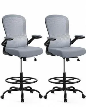 ErGear Drafting Chair,Tall Office Chair with Flip-Up Armrests, High Desk Chair Adjustable Height and Adjustable Footrest Ring, Ergonomic Standing Desk Chair with Lumbar Support, Blue,2 Pack ErGear Drafting Chair,Tall Office Chair with Flip-Up Armrests, High Desk Chair Adjustable Height and Adjustable Footrest Ring, Ergonomic Standing Desk Chair with Lumbar Support, Blue,2 Pack