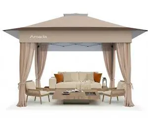 Amada 13x13 Pop Up Outdoor Gazebos on Clearance for Backyard & Patio Furniture with Wheeled STO-N-Go Cover Bag, Carpa Pop Up Tent with Shelter Mosquito for Patio, Lawn, Garden(13×13ft, Khaki) Amada 13x13 Pop Up Outdoor Gazebos on Clearance for Backyard & Patio Furniture with Wheeled STO-N-Go Cover Bag, Carpa Pop Up Tent with Shelter Mosquito for Patio, Lawn, Garden(13×13ft, Khaki)