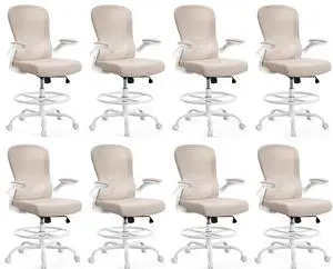 ErGear Drafting Chair,Tall Office Chair with Flip-Up Armrests, High Desk Chair Adjustable Height and Adjustable Footrest Ring, Ergonomic Standing Desk Chair with Lumbar Support, Khaki,8 Pack ErGear Drafting Chair,Tall Office Chair with Flip-Up Armrests, High Desk Chair Adjustable Height and Adjustable Footrest Ring, Ergonomic Standing Desk Chair with Lumbar Support, Khaki,8 Pack