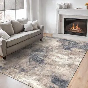 6x9 Area Rugs for Living Room, Modern Abstract Washable Rug with Non-Slip Backing & Low Pile Indoor Carpet for Nursery Room, Bedroom and Dinning Room, Brown 6x9 Area Rugs for Living Room, Modern Abstract Washable Rug with Non-Slip Backing & Low Pile Indoor Carpet for Nursery Room, Bedroom and Dinning Room, Brown