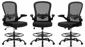 ErGear Drafting Chair, Standing Desk Chair with Flip-Up Armrests, High Desk Chair Adjustable Height, Ergonomic Tall Office Chair with Lumbar Support and Adjustable Footrest Ring,3 Pack ErGear Drafting Chair, Standing Desk Chair with Flip-Up Armrests, High Desk Chair Adjustable Height, Ergonomic Tall Office Chair with Lumbar Support and Adjustable Footrest Ring,3 Pack
