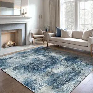 AMADA HOMEFURNISHING 5x7 Area Rugs for Living Room, Modern Abstract Washable Rug Neutral Soft with Non-Slip Backing & Low Pile Kids Rug for Resistant, Bedroom, Nursery Home Office, Navy Blue AMADA HOMEFURNISHING 5x7 Area Rugs for Living Room, Modern Abstract Washable Rug Neutral Soft with Non-Slip Backing & Low Pile Kids Rug for Resistant, Bedroom, Nursery Home Office, Navy Blue