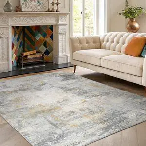 AMADA HOMEFURNISHING 5x7 Area Rugs for Living Room, Modern Abstract Washable Rug Neutral Soft with Non-Slip Backing & Low Pile Kids Rug for Resistant, Bedroom, Nursery Home Office, Beige AMADA HOMEFURNISHING 5x7 Area Rugs for Living Room, Modern Abstract Washable Rug Neutral Soft with Non-Slip Backing & Low Pile Kids Rug for Resistant, Bedroom, Nursery Home Office, Beige