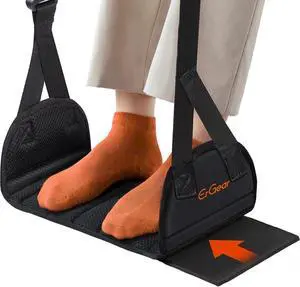ErGear Airplane Foot Hammock with Wide Hardboard Support, Foot Hammock for Plane Travel with Extended Adjustment Strap, Portable Airplane Foot Rest Travel Essentials for Long Flight ErGear Airplane Foot Hammock with Wide Hardboard Support, Foot Hammock for Plane Travel with Extended Adjustment Strap, Portable Airplane Foot Rest Travel Essentials for Long Flight