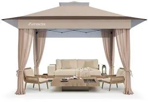 Amada 13x13 Pop Up Gazebo for Backyard & Patio Furniture,Gazebos on Clearance with Wheeled STO-N-Go Cover Bag,Carpa Pop Up Tent Party Tent and Shelter with Mosquito Netting for Lawn,Garden,Deck,Khaki Amada 13x13 Pop Up Gazebo for Backyard & Patio Furniture,Gazebos on Clearance with Wheeled STO-N-Go Cover Bag,Carpa Pop Up Tent Party Tent and Shelter with Mosquito Netting for Lawn,Garden,Deck,Khaki