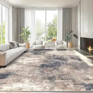 AMADA HOMEFURNISHING 9x12 Area Rugs for Living Room, Modern Large Area Rugs with Non-Slip Backing & Low Pile, Neutral Soft Washable Rug for Nursery, Bedroom, Dinning Room, Playroom, Brown AMADA HOMEFURNISHING 9x12 Area Rugs for Living Room, Modern Large Area Rugs with Non-Slip Backing & Low Pile, Neutral Soft Washable Rug for Nursery, Bedroom, Dinning Room, Playroom, Brown
