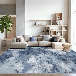 AMADA HOMEFURNISHING 10x14 Area Rugs for Living Room, Modern Large Area Rugs with Non-Slip Backing & Low Pile, Neutral Soft Washable Rug for Large Bedroom Dining Room Nursery Office, Dark Blue AMADA HOMEFURNISHING 10x14 Area Rugs for Living Room, Modern Large Area Rugs with Non-Slip Backing & Low Pile, Neutral Soft Washable Rug for Large Bedroom Dining Room Nursery Office, Dark Blue
