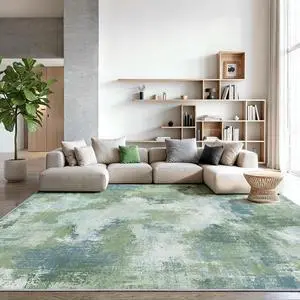 AMADA HOMEFURNISHING 9x12 Area Rugs for Living Room, Modern Large Area Rugs with Non-Slip Backing & Low Pile, Neutral Soft Washable Rug for Nursery, Bedroom, Dinning Room, Playroom, Green AMADA HOMEFURNISHING 9x12 Area Rugs for Living Room, Modern Large Area Rugs with Non-Slip Backing & Low Pile, Neutral Soft Washable Rug for Nursery, Bedroom, Dinning Room, Playroom, Green
