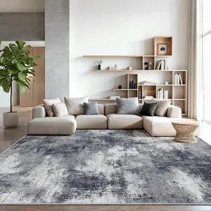 AMADA HOMEFURNISHING 10x14 Area Rugs for Living Room, Modern Large Area Rugs with Non-Slip Backing & Low Pile, Neutral Soft Washable Rug for Large Bedroom Dining Room Nursery Office, Grey AMADA HOMEFURNISHING 10x14 Area Rugs for Living Room, Modern Large Area Rugs with Non-Slip Backing & Low Pile, Neutral Soft Washable Rug for Large Bedroom Dining Room Nursery Office, Grey