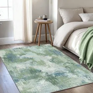 3x5 Area Rug for Bedroom, Modern Abstract Washable Rug with Non-Slip Backing & Low Pile Indoor Carpet for Living Room Dorm Bedside Entryway Office, Green 3x5 Area Rug for Bedroom, Modern Abstract Washable Rug with Non-Slip Backing & Low Pile Indoor Carpet for Living Room Dorm Bedside Entryway Office, Green