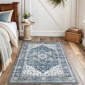 AMADA HOMEFURNISHING 3x5 Washable Area Rug, Low-Profile Entryway Rug with Non-Slip Backing & Durable Edge Binding, Vintage Rugs for Bedroom, Entryway & Kitchen AMADA HOMEFURNISHING 3x5 Washable Area Rug, Low-Profile Entryway Rug with Non-Slip Backing & Durable Edge Binding, Vintage Rugs for Bedroom, Entryway & Kitchen