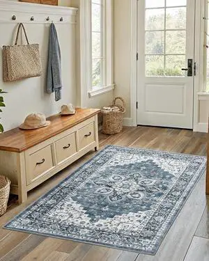 AMADA HOMEFURNISHING 4x6 Washable Area Rug, Low-Profile Entryway Rug with Non-Slip Backing & Durable Edge Binding, Vintage Rugs for Bedroom, Entryway & Kitchen AMADA HOMEFURNISHING 4x6 Washable Area Rug, Low-Profile Entryway Rug with Non-Slip Backing & Durable Edge Binding, Vintage Rugs for Bedroom, Entryway & Kitchen