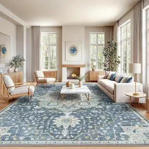 AMADA HOMEFURNISHING 10x14 Washable Area Rug, Low-Profile Large Area Rug with Non-Slip Backing & Durable Edge Binding, Vintage Large Rugs for Living Room, Bedroom & Dining Room AMADA HOMEFURNISHING 10x14 Washable Area Rug, Low-Profile Large Area Rug with Non-Slip Backing & Durable Edge Binding, Vintage Large Rugs for Living Room, Bedroom & Dining Room