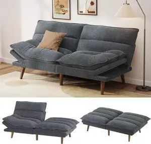 Pipishell Futon Sofa Bed, Convertible Futon Adjustable Backrest & Armrests, Corduroy Sleeper Couch for Small Spaces, Living Room, Office, Guest Room (Asphalt Grey, 66 Inch) Pipishell Futon Sofa Bed, Convertible Futon Adjustable Backrest & Armrests, Corduroy Sleeper Couch for Small Spaces, Living Room, Office, Guest Room (Asphalt Grey, 66 Inch)