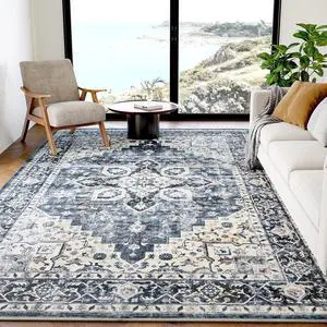AMADA HOMEFURNISHING 5x7 Area Rugs, Washable Living Room Rug Low-Profile with Non-Slip Backing & Durable Edge Binding, Vintage 5x7 Rugs for Living Room, Bedroom, Dinning Room AMADA HOMEFURNISHING 5x7 Area Rugs, Washable Living Room Rug Low-Profile with Non-Slip Backing & Durable Edge Binding, Vintage 5x7 Rugs for Living Room, Bedroom, Dinning Room