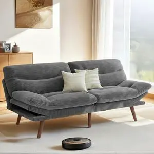 Pipishell Futon Sofa Bed, 75 Inch Corduroy Futon Couch Convertible with Adjustable Backrest and Armrests, Recliner Sleeper Sofa for Small Spaces, Living Room, Office, Guest Room (Grey, 75 Inch) Pipishell Futon Sofa Bed, 75 Inch Corduroy Futon Couch Convertible with Adjustable Backrest and Armrests, Recliner Sleeper Sofa for Small Spaces, Living Room, Office, Guest Room (Grey, 75 Inch)