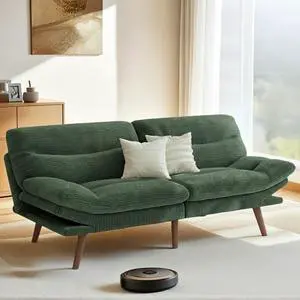 Pipishell Futon Sofa Bed, 66 Inch Corduroy Futon Couch Convertible with Adjustable Backrest and Armrests, Recliner Sleeper Sofa for Small Spaces, Living Room, Office, Guest Room (Green, 66 Inch) Pipishell Futon Sofa Bed, 66 Inch Corduroy Futon Couch Convertible with Adjustable Backrest and Armrests, Recliner Sleeper Sofa for Small Spaces, Living Room, Office, Guest Room (Green, 66 Inch)