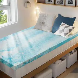 PERLECARE 3 Inch Twin XL Memory Foam Mattress Topper, Cooling Gel Infused Mattress Pad, Ventilated Bed Topper for Pressure Relief, Dorm Room Essentials, Blue PERLECARE 3 Inch Twin XL Memory Foam Mattress Topper, Cooling Gel Infused Mattress Pad, Ventilated Bed Topper for Pressure Relief, Dorm Room Essentials, Blue