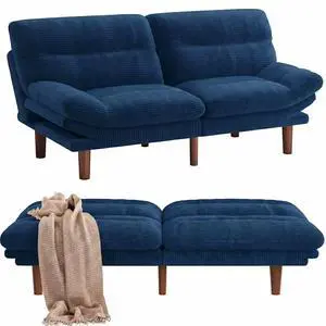 Pipishell Futon Sofa Bed, Modern 66" Futon Couch Convertible to Bed & Lounger, Compact Size, Corduroy Loveseat, Durable Construction - Fits Small Spaces, Apartments,Study Room (Blue, 66 Inch) Pipishell Futon Sofa Bed, Modern 66" Futon Couch Convertible to Bed & Lounger, Compact Size, Corduroy Loveseat, Durable Construction - Fits Small Spaces, Apartments,Study Room (Blue, 66 Inch)