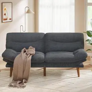 Pipishell 66" Futon Sofa Bed, Convertible Corduroy Space-Saver Couch with Adjustable Back & Armrests, Recliner Sleeper for Small Apartments, Office, Guest Room (Grey) Pipishell 66" Futon Sofa Bed, Convertible Corduroy Space-Saver Couch with Adjustable Back & Armrests, Recliner Sleeper for Small Apartments, Office, Guest Room (Grey)