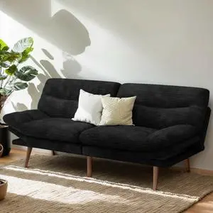 PERLECARE Convertible Futon Sofa Bed, 66" Corduroy Futon Couch with Adjustable Backrest and Armrests, 3-in-1Recliner Sleeper Sofa for Small Spaces, Play Room,Living Room or Office66 in,Black PERLECARE Convertible Futon Sofa Bed, 66" Corduroy Futon Couch with Adjustable Backrest and Armrests, 3-in-1Recliner Sleeper Sofa for Small Spaces, Play Room,Living Room or Office66 in,Black
