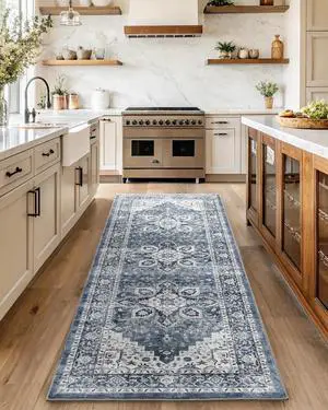 AMADA HOMEFURNISHING 2'6"x8' Washable Area Rug, Low-Profile Entryway Rug with Non-Slip Backing & Durable Edge Binding, Vintage Rug Pattern, Small Rugs for Entryway, Kitchen & Living Room AMADA HOMEFURNISHING 2'6"x8' Washable Area Rug, Low-Profile Entryway Rug with Non-Slip Backing & Durable Edge Binding, Vintage Rug Pattern, Small Rugs for Entryway, Kitchen & Living Room