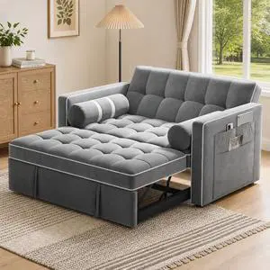 Pipishell 3 in 1 Sleeper Sofa Bed, Pull Out Couch with USB & Type-C Ports, Deep Seat Convertible Loveseat Sofa, Adjustable Backrest, Side Pockets, Velvet Futon Couch for Living Room, Grey Pipishell 3 in 1 Sleeper Sofa Bed, Pull Out Couch with USB & Type-C Ports, Deep Seat Convertible Loveseat Sofa, Adjustable Backrest, Side Pockets, Velvet Futon Couch for Living Room, Grey