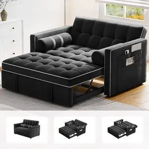 Pipishell 3 in 1 Sleeper Sofa Bed, Pull Out Couch with USB Ports & Side Pockets, Adjustable Backrest, Convertible Loveseat Sofa Bed, Futon Couches, Charcoal Black Velvet, Living Room Pipishell 3 in 1 Sleeper Sofa Bed, Pull Out Couch with USB Ports & Side Pockets, Adjustable Backrest, Convertible Loveseat Sofa Bed, Futon Couches, Charcoal Black Velvet, Living Room