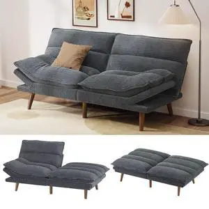 Amada 66" Convertible Futon Sofa Bed, Corduroy Loveseat Sleeper Couch with Adjustable Backrest & Armrests, Memory Foam Folding Recliner for Living Room, Apartment, Office, Asphalt Grey Amada 66" Convertible Futon Sofa Bed, Corduroy Loveseat Sleeper Couch with Adjustable Backrest & Armrests, Memory Foam Folding Recliner for Living Room, Apartment, Office, Asphalt Grey