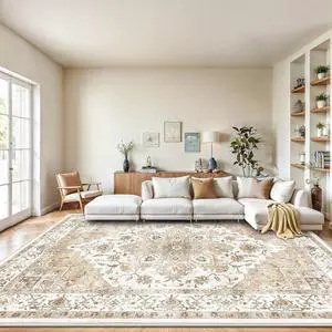 Amada 8x10 Area Rugs, Low-Profile Large Washable Area Rug with Non-Slip Backing & Durable Edge Binding, Vintage Rugs for Living Room, Bedroom, Dinning Room Amada 8x10 Area Rugs, Low-Profile Large Washable Area Rug with Non-Slip Backing & Durable Edge Binding, Vintage Rugs for Living Room, Bedroom, Dinning Room