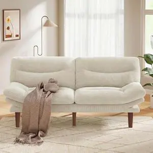 Pipishell 66" Futon Sofa Bed, Convertible Corduroy Space-Saver Couch with Adjustable Back & Armrests, Recliner Sleeper for Small Apartments, Office, Guest Room (Beige White) Pipishell 66" Futon Sofa Bed, Convertible Corduroy Space-Saver Couch with Adjustable Back & Armrests, Recliner Sleeper for Small Apartments, Office, Guest Room (Beige White)