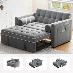 Pipishell 3 in 1 Sleeper Sofa Bed, Pull Out Couch with USB Ports & Side Pockets, Adjustable Backrest, Convertible Loveseat Sofa Bed, Futon Couches, Gray Velvet, Living Room Pipishell 3 in 1 Sleeper Sofa Bed, Pull Out Couch with USB Ports & Side Pockets, Adjustable Backrest, Convertible Loveseat Sofa Bed, Futon Couches, Gray Velvet, Living Room