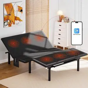 AMADA HOMEFURNISHING Adjustable Bed Frame with Massage, App-Controlled Queen Adjustable Bed Base with 4 USB Ports & Under-Bed Night Light, Wireless Electric Bed Frame, 4 Height Options, Q2 AMADA HOMEFURNISHING Adjustable Bed Frame with Massage, App-Controlled Queen Adjustable Bed Base with 4 USB Ports & Under-Bed Night Light, Wireless Electric Bed Frame, 4 Height Options, Q2