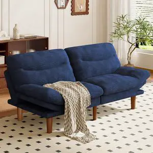 PERLECARE Convertible Futon Sofa Bed, 66" Corduroy Futon Couch with Adjustable Backrest and Armrests, 3-in-1Recliner Sleeper Sofa for Small Spaces, Play Room,Living Room or Office66 in,Blue PERLECARE Convertible Futon Sofa Bed, 66" Corduroy Futon Couch with Adjustable Backrest and Armrests, 3-in-1Recliner Sleeper Sofa for Small Spaces, Play Room,Living Room or Office66 in,Blue