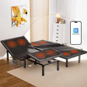 AMADA HOMEFURNISHING Adjustable Bed Frame with Massage, App-Controlled Split King Adjustable Bed with 4 USB Ports & Under-Bed Night Light, Wireless Electric Bed Frame, 4 Height Options, SK2 AMADA HOMEFURNISHING Adjustable Bed Frame with Massage, App-Controlled Split King Adjustable Bed with 4 USB Ports & Under-Bed Night Light, Wireless Electric Bed Frame, 4 Height Options, SK2