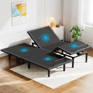 Pipishell Split King Adjustable Bed Frame with Massage, Electric Bed Base with Head & Foot Incline, USB-A & USB-C Ports, LED Under-Bed Lighting, 4 Leg Height Options, and Easy 3-Step Assembly Pipishell Split King Adjustable Bed Frame with Massage, Electric Bed Base with Head & Foot Incline, USB-A & USB-C Ports, LED Under-Bed Lighting, 4 Leg Height Options, and Easy 3-Step Assembly
