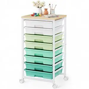 Pipishell Rolling Cart with 8 Drawers, Rolling Storage Drawer Cart with Lockable Wheels & Wood Tabletop, Craft Organizers and Storage for Craft Room, Classroom, Home Office, Kids Room, Green Gradient Pipishell Rolling Cart with 8 Drawers, Rolling Storage Drawer Cart with Lockable Wheels & Wood Tabletop, Craft Organizers and Storage for Craft Room, Classroom, Home Office, Kids Room, Green Gradient