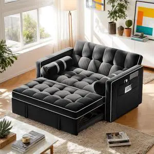 Pipishell Convertible Loveseat Sleeper Sofa Bed, 3 in 1 Pull Out Couch with USB & Type-C Charging Ports, Adjustable Backrest, Dual Side Pockets, Velvet Futon Sofa for Apartment, Living Room, Black Pipishell Convertible Loveseat Sleeper Sofa Bed, 3 in 1 Pull Out Couch with USB & Type-C Charging Ports, Adjustable Backrest, Dual Side Pockets, Velvet Futon Sofa for Apartment, Living Room, Black