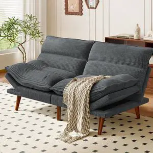 Amada Convertible Futon Sofa Bed - Corduroy Loveseat with Adjustable Backrest & Armrests, Thickened Seat Cushion, Small Space Sleeper Couch for Apartment, Study Room & OfficeCharcoal Gray66 Inch Amada Convertible Futon Sofa Bed - Corduroy Loveseat with Adjustable Backrest & Armrests, Thickened Seat Cushion, Small Space Sleeper Couch for Apartment, Study Room & OfficeCharcoal Gray66 Inch