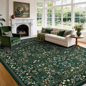 AMADA HOMEFURNISHING 8x10 Washable Area Rugs for Living Room, Non-Slip & Low-Profile Floral Large Area Rug with Durable Edge Binding, Soft Rugs for Living Room, Bedroom, Dining Room AMADA HOMEFURNISHING 8x10 Washable Area Rugs for Living Room, Non-Slip & Low-Profile Floral Large Area Rug with Durable Edge Binding, Soft Rugs for Living Room, Bedroom, Dining Room