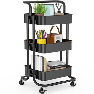 Pipishell 3 Tier Rolling Cart - Metal Utility Cart with Lockable Wheels and Handle, Rolling Storage for Art & Craft Storage - Organizer Cart for Nursery, Craft Room, Kitchen, Bathroom Pipishell 3 Tier Rolling Cart - Metal Utility Cart with Lockable Wheels and Handle, Rolling Storage for Art & Craft Storage - Organizer Cart for Nursery, Craft Room, Kitchen, Bathroom