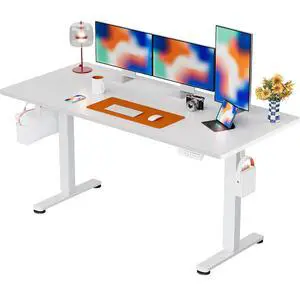 ErGear Height Adjustable Electric Standing Desk, 55 x 28 Inches Sit Stand up Desk, Memory Computer Home Office Desk, White ErGear Height Adjustable Electric Standing Desk, 55 x 28 Inches Sit Stand up Desk, Memory Computer Home Office Desk, White